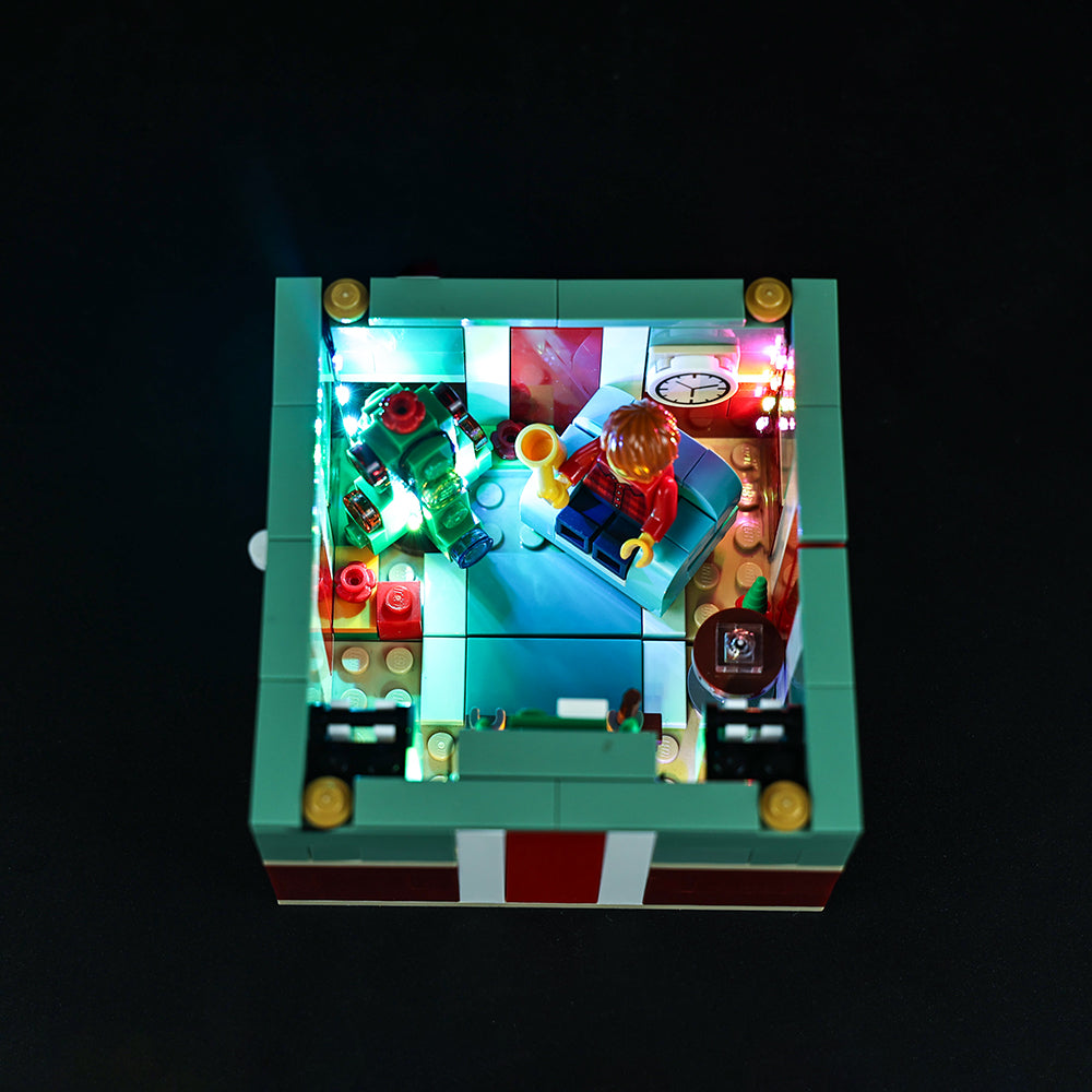 Light Kit for LEGO® Buildable Holiday Present 40292 - overhead view of the tree and chair