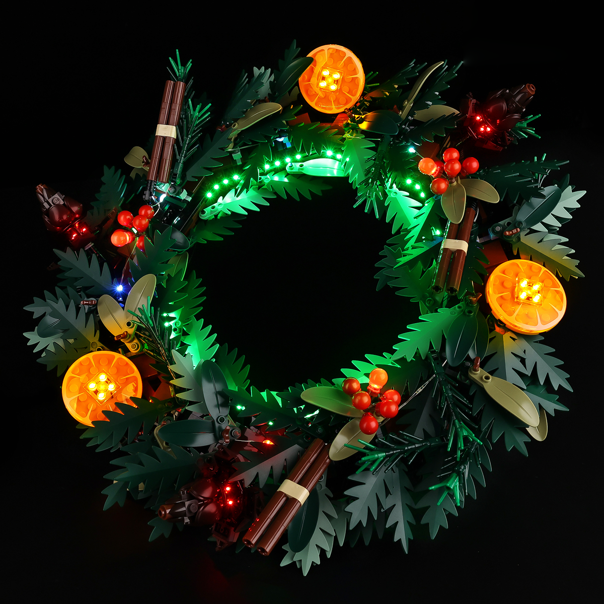 Light Kit for LEGO® Wreath 10340 - upright wreath with glowing green strip