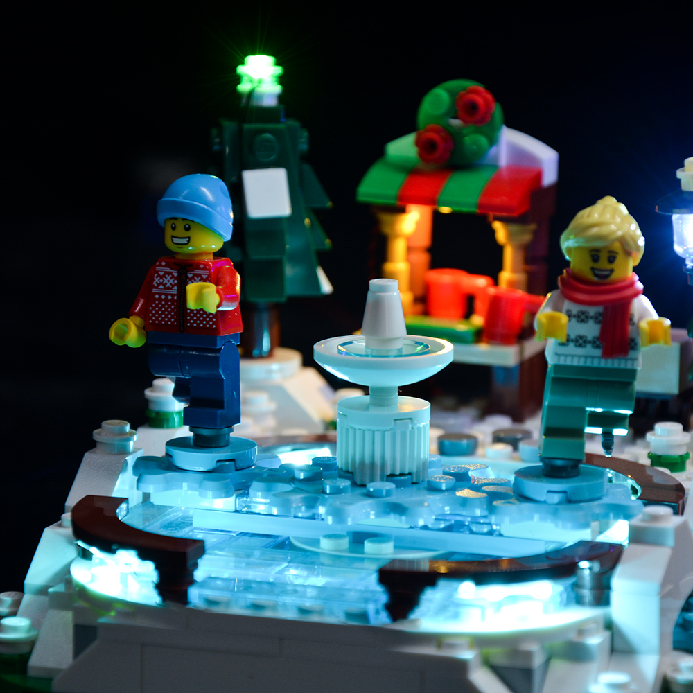 Light Kit for LEGO® Ice Skating Rink 40416 - skaters and frozen pond detail