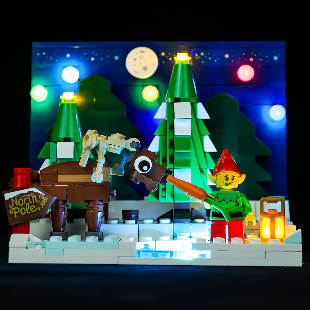 LEGO® Santa’s Front Yard 40484 light kit, illuminated gallery view 1