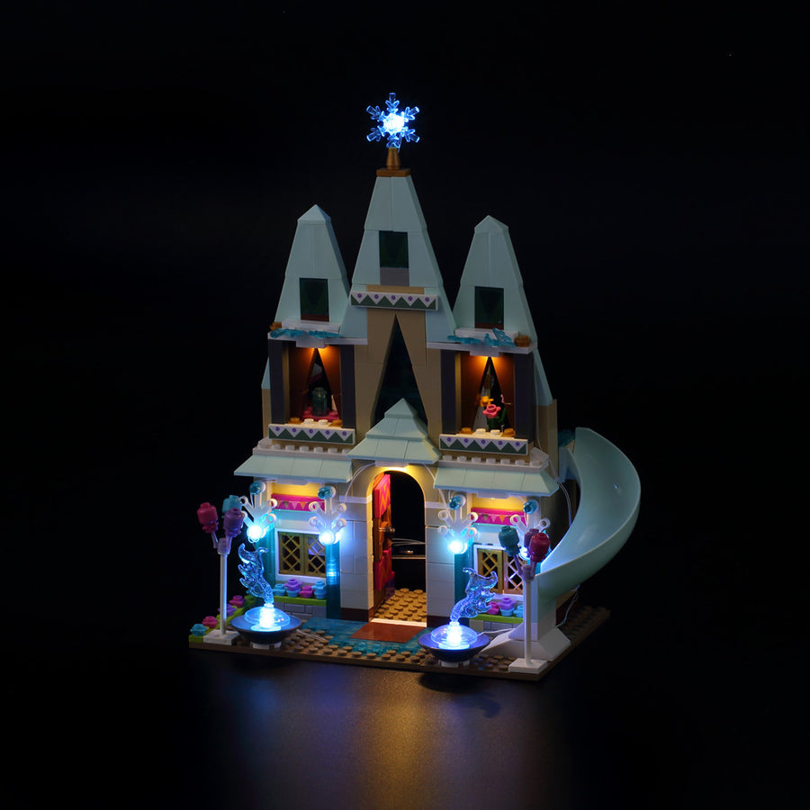 Illuminated front of LEGO® Arendelle Castle Celebration 41068