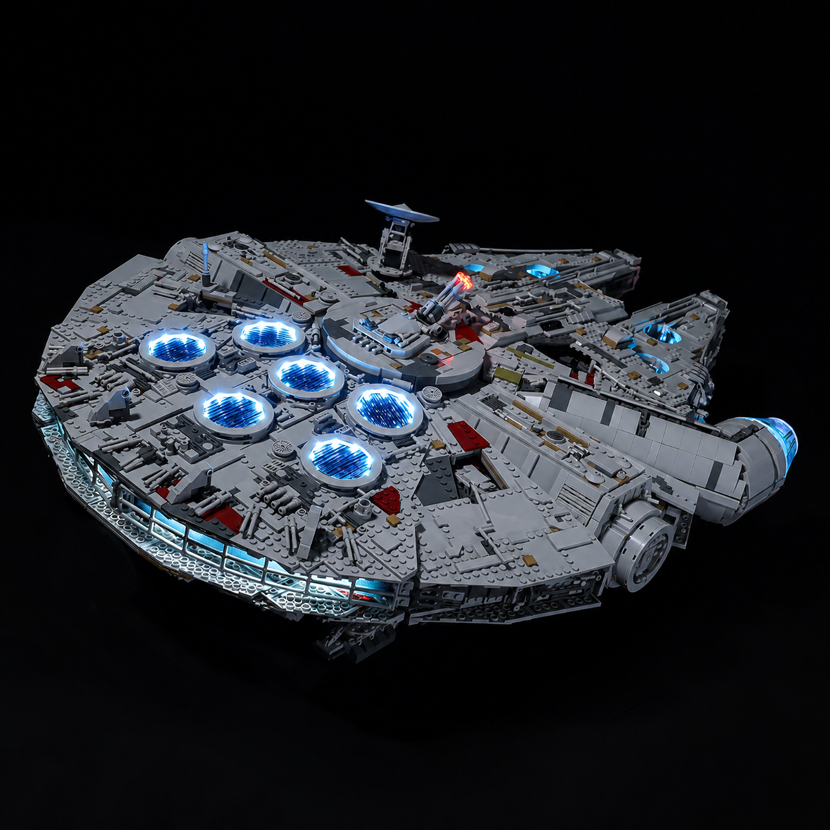 LEGO® Millennium Falcon 75192 with Classic lighting, rear-engine view.
