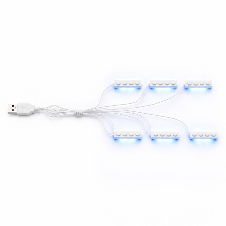 Blue 6 in 1 USB LED light kit for LEGO