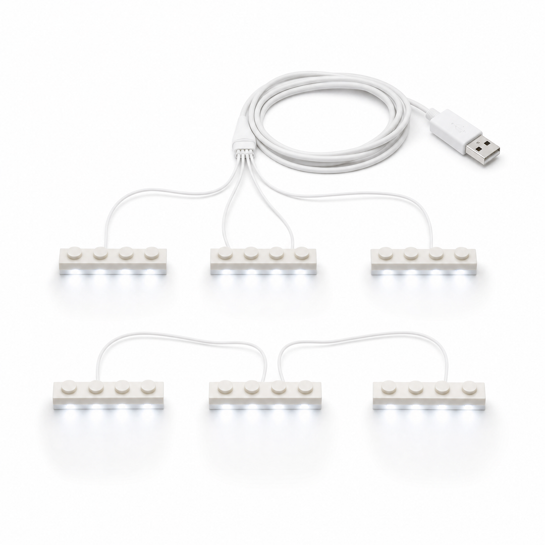 White 6 in 1 USB LED Light Kit