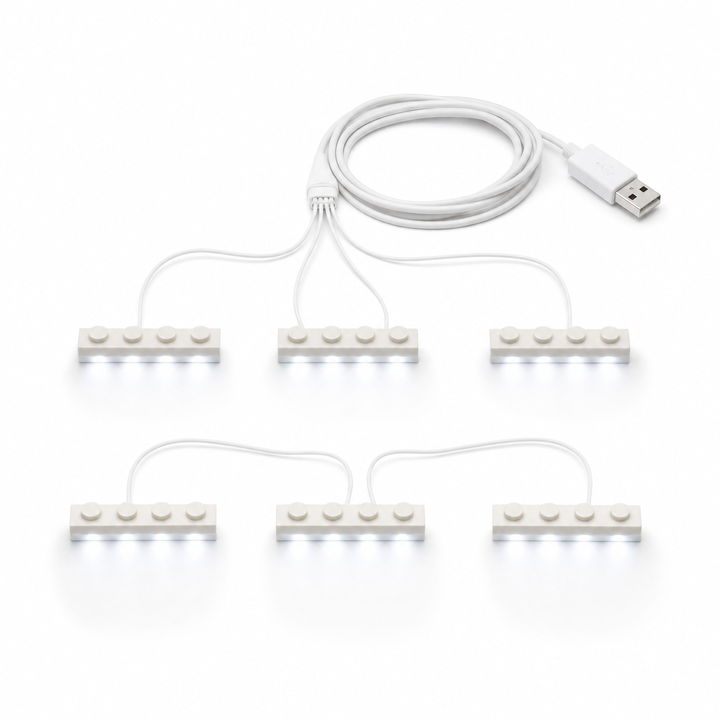 White 6 in 1 USB LED Light Kit