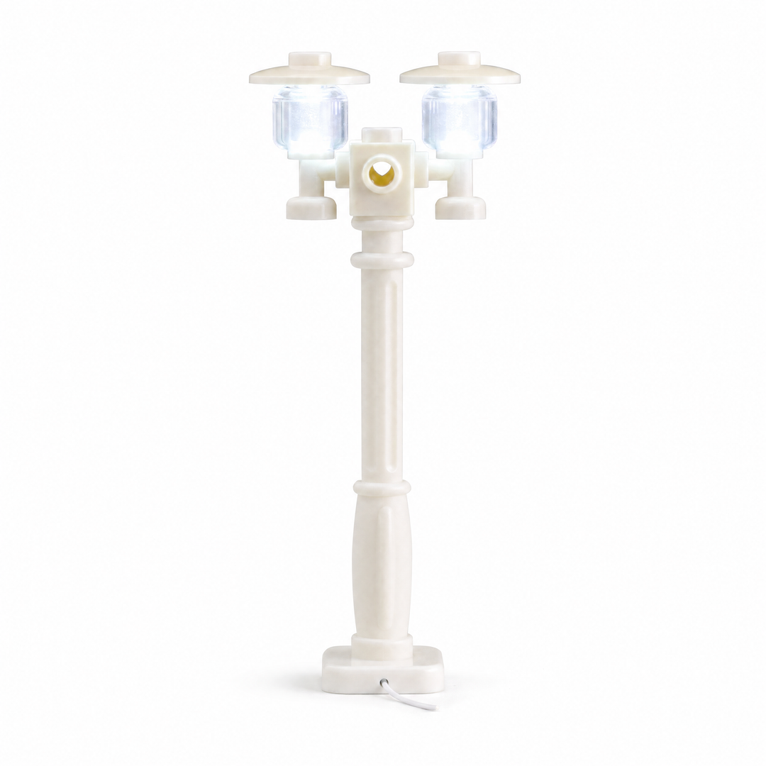 Double LED lamp post cool white for LEGO