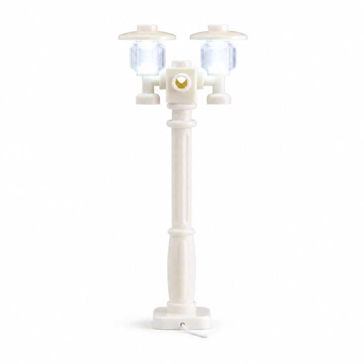 Double LED lamp post cool white for LEGO