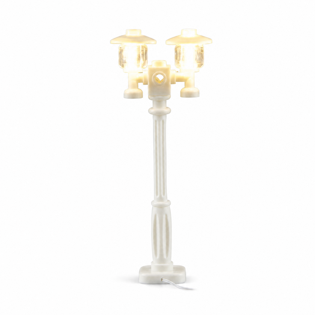 Double LED lamp post warm yellow for LEGO