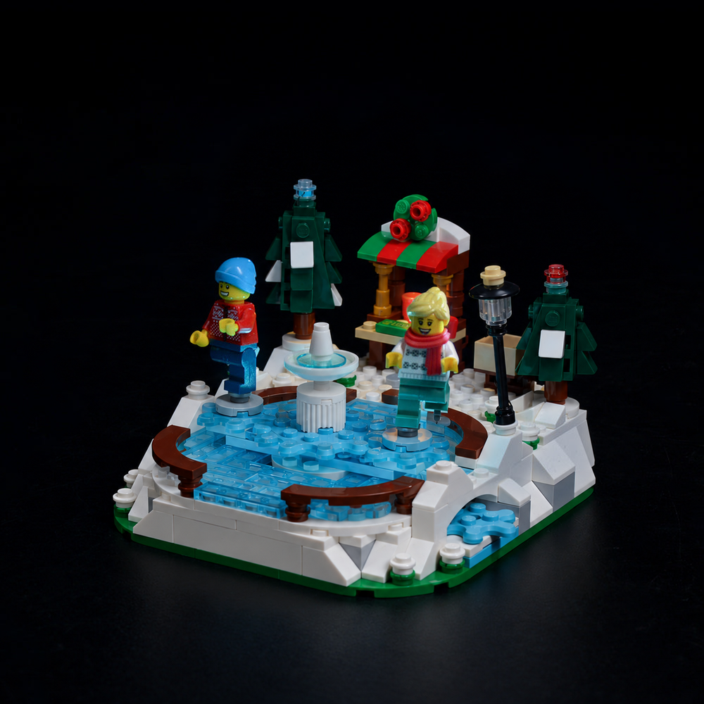 LEGO® Ice Skating Rink 40416 with Game of Bricks Lights switched off, matching the main product photograph.
