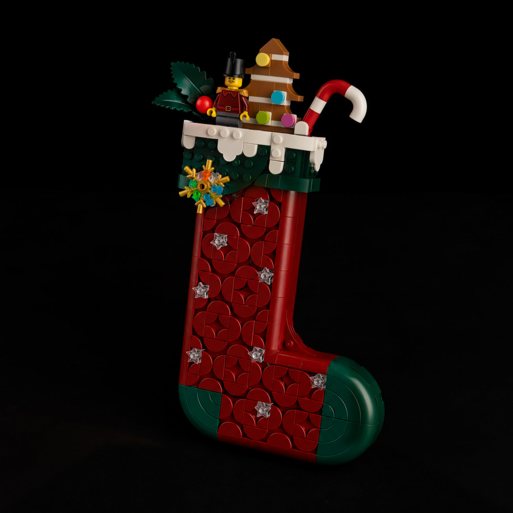 LEGO® Christmas Stocking 40958 with Game of Bricks Lights switched off, matching the main product photograph.