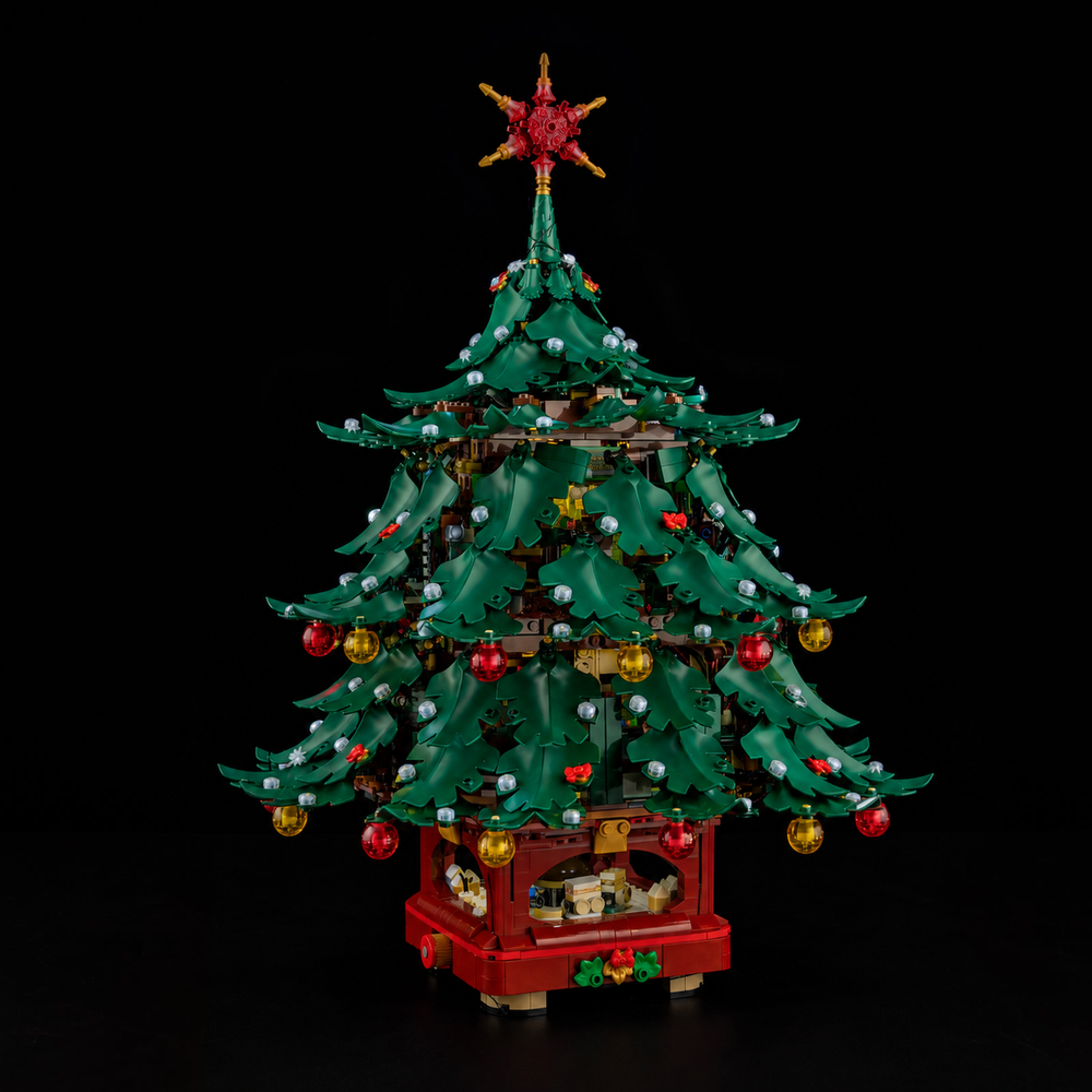 LEGO® Family Christmas Tree 41843 with Game of Bricks Lights switched off, matching the main product photograph.