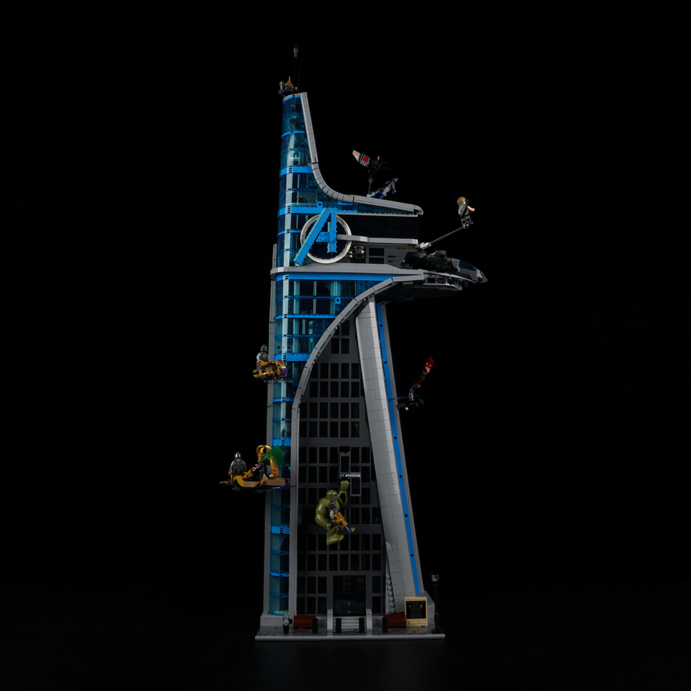 Light Kit for LEGO® Avengers Tower 76269 - full tower with subtle blue window lighting
