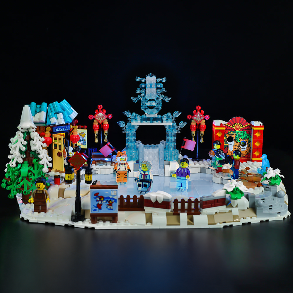 LEGO® Lunar New Year Ice Festival 80109 with Game of Bricks Lights switched off, matching the main product photograph.