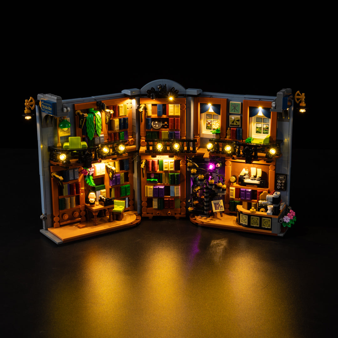 Illuminated LEGO Bookstore: Book Nook 11379 with Game of Bricks light kit