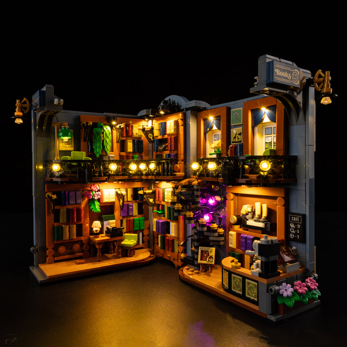 Illuminated LEGO Bookstore: Book Nook 11379 detail 3