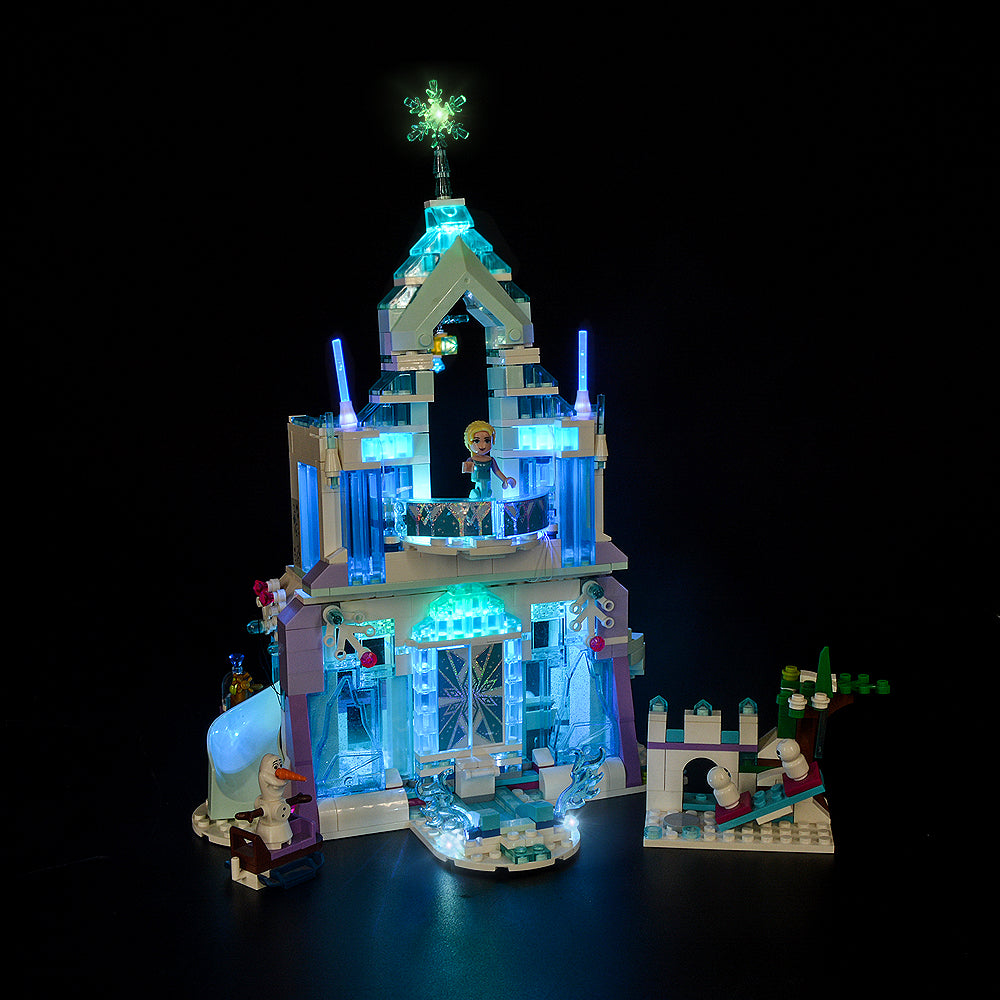 Elsa on the lit balcony of LEGO® Elsa’s Magical Ice Palace 43172