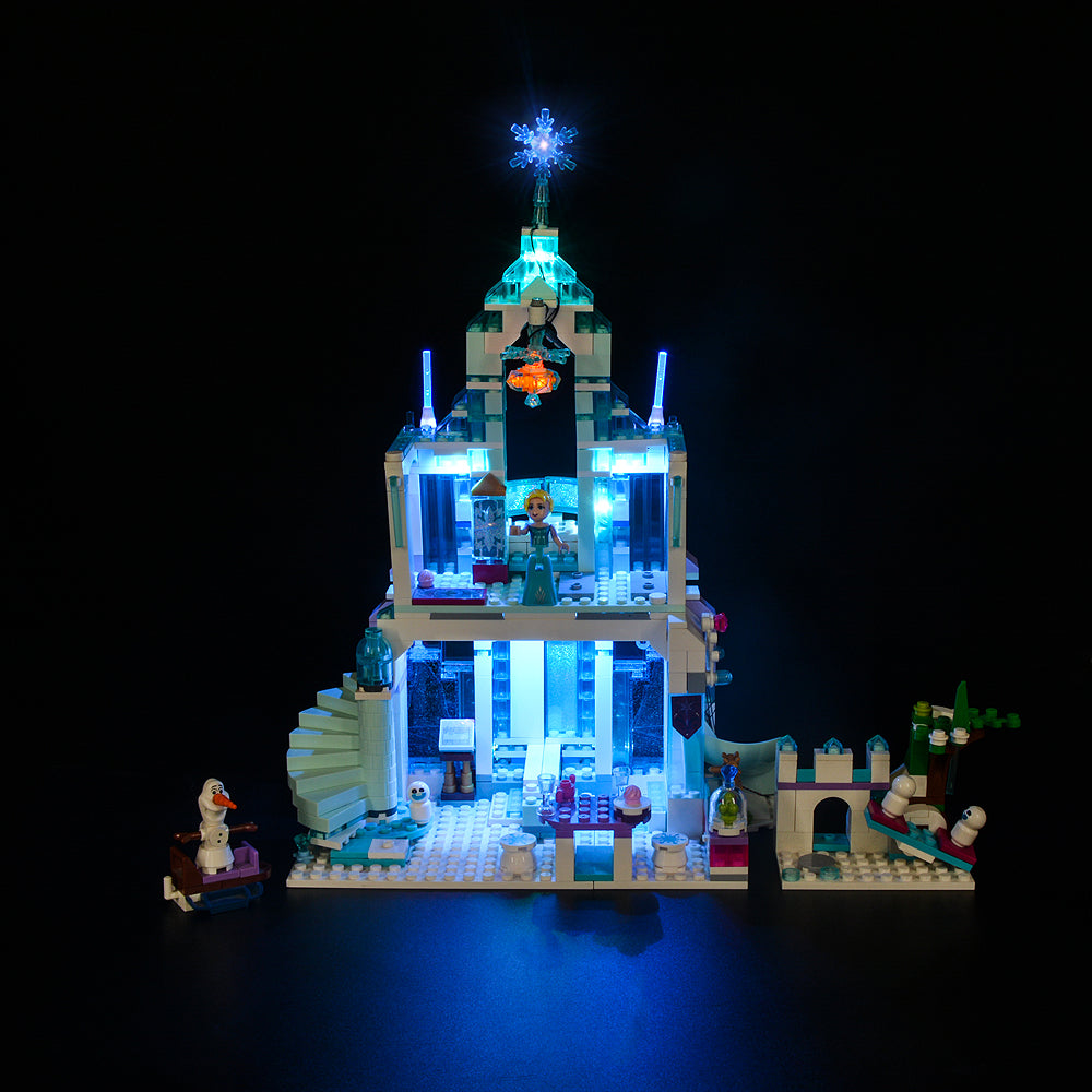 Illuminated rooms inside LEGO® Elsa’s Magical Ice Palace 43172