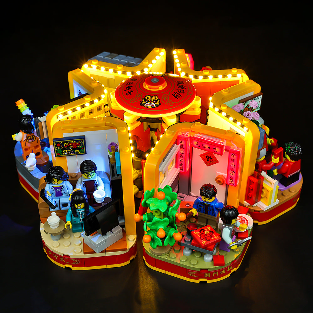 LEGO® Lunar New Year Traditions 80108 light kit, illuminated gallery view 2