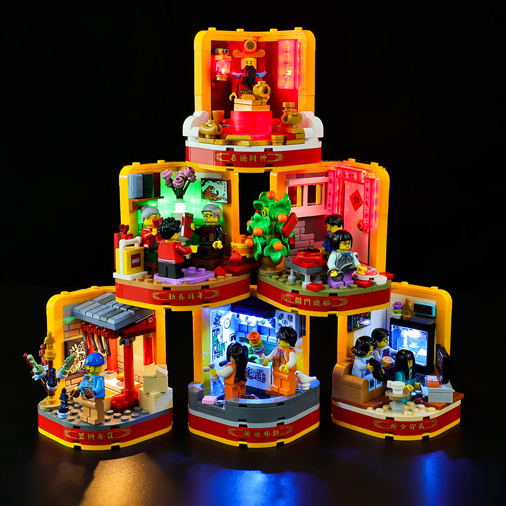 LEGO® Lunar New Year Traditions 80108 light kit, illuminated gallery view 10