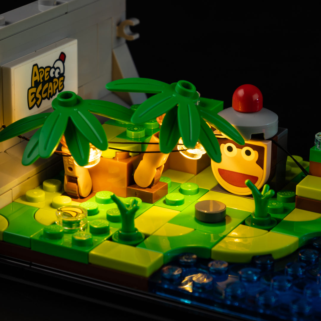 Lit Ape Escape jungle diorama with the Light Kit for LEGO® PlayStation 72306