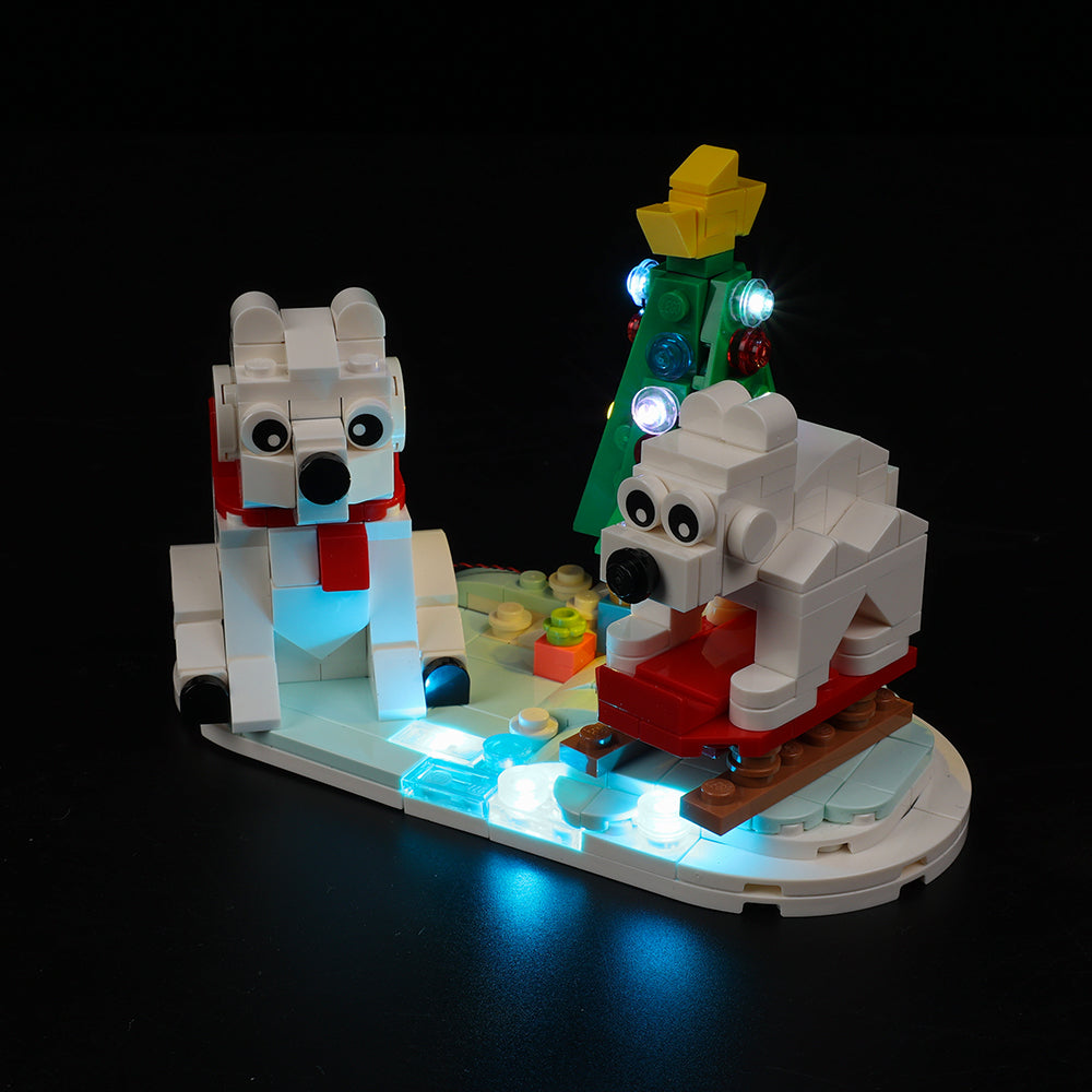 LEGO® Wintertime Polar Bears 40571 light kit, illuminated gallery view 3