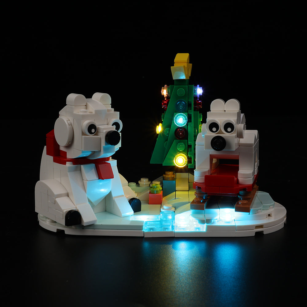 LEGO® Wintertime Polar Bears 40571 light kit, illuminated gallery view 5