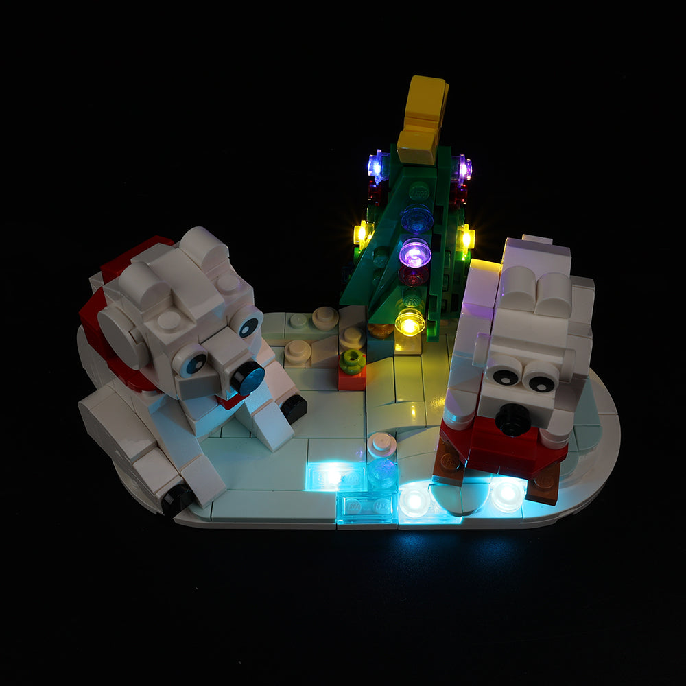 LEGO® Wintertime Polar Bears 40571 light kit, illuminated gallery view 7