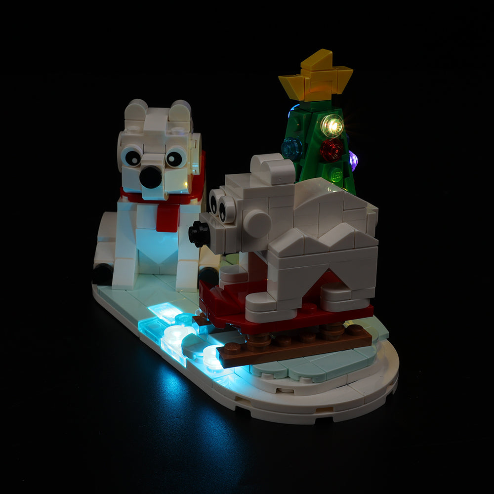 LEGO® Wintertime Polar Bears 40571 light kit, illuminated gallery view 9