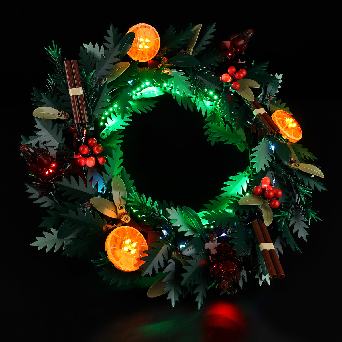 Light Kit for LEGO® Wreath 10340 - wreath from opposite angle
