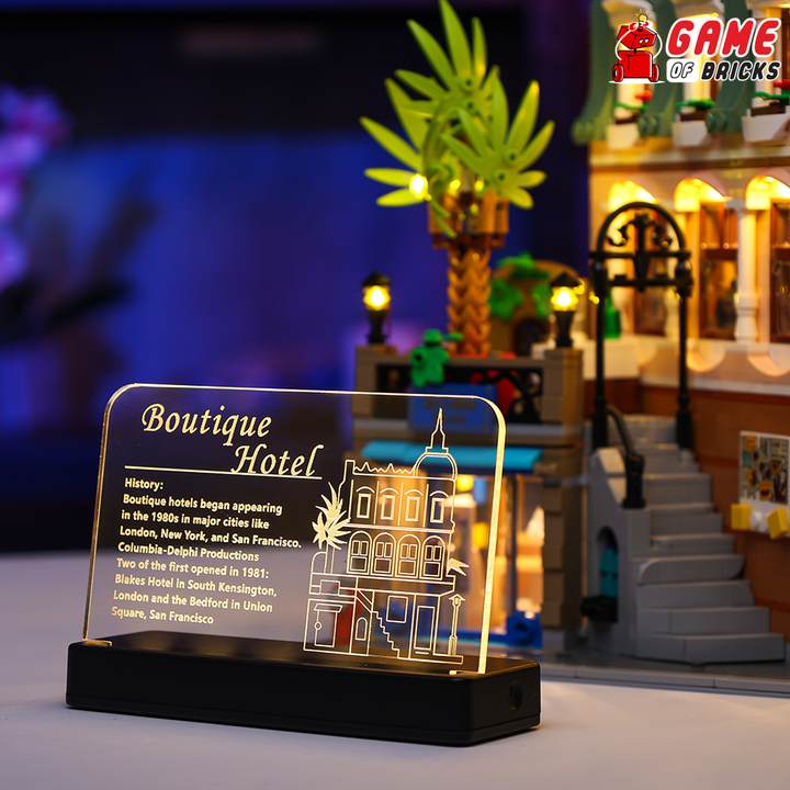 LED Nameplate for LEGO Boutique Hotel 10297