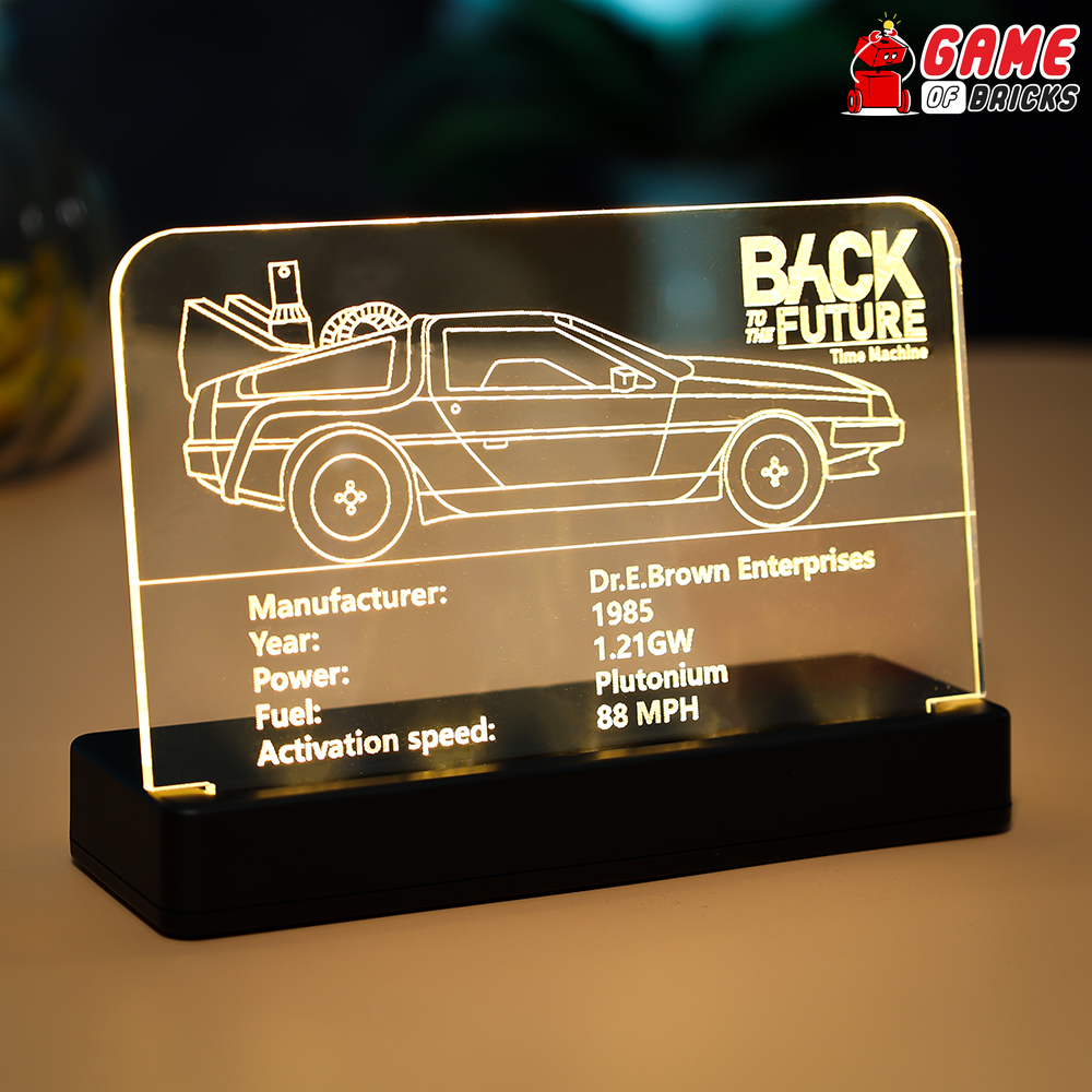 LED Nameplate for LEGO Back to the Future Time Machine 10300