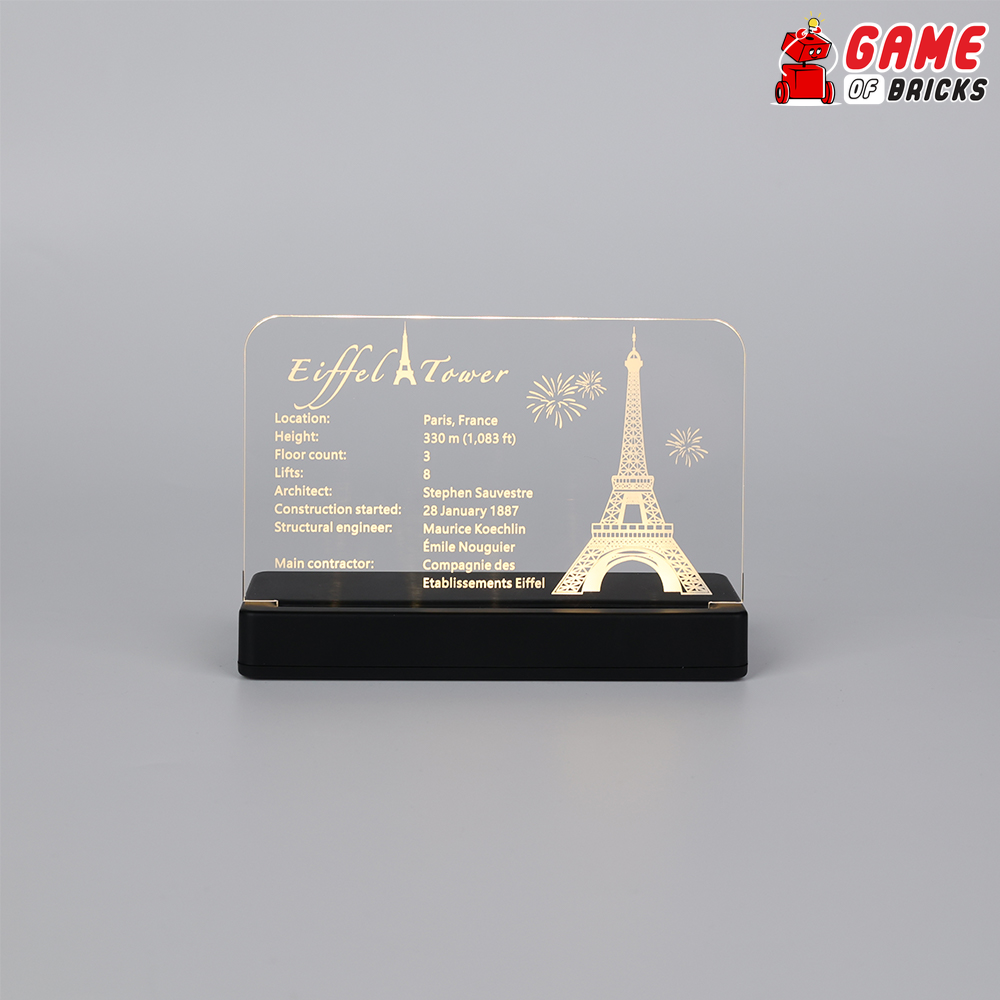 LED Nameplate for LEGO Eiffel Tower 10307