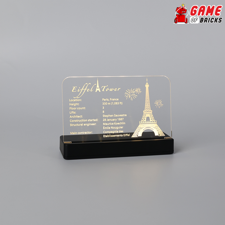 LED Nameplate for LEGO Eiffel Tower 10307