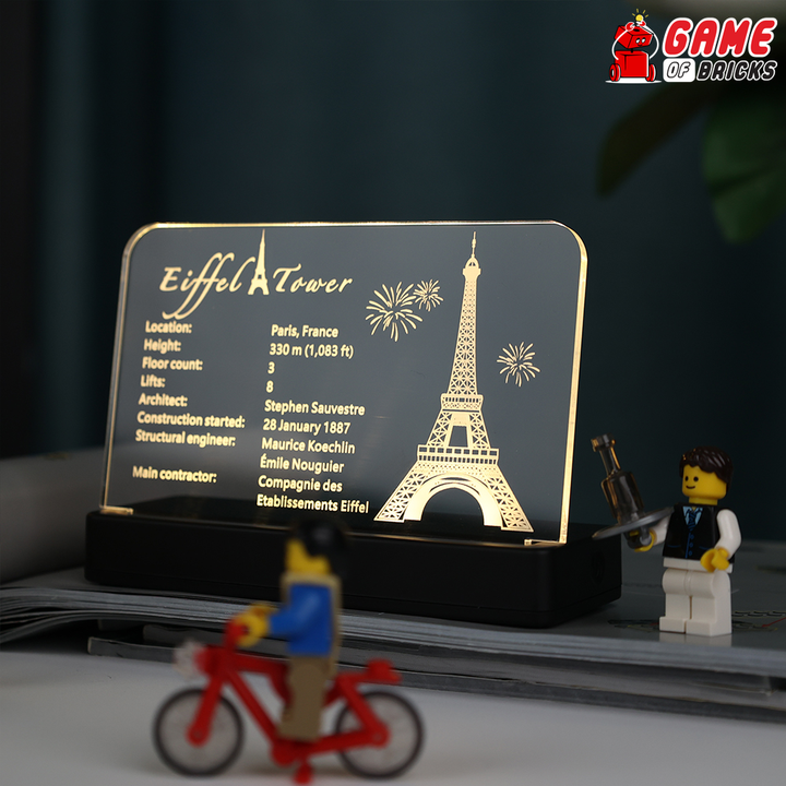 LED Nameplate for LEGO Eiffel Tower 10307