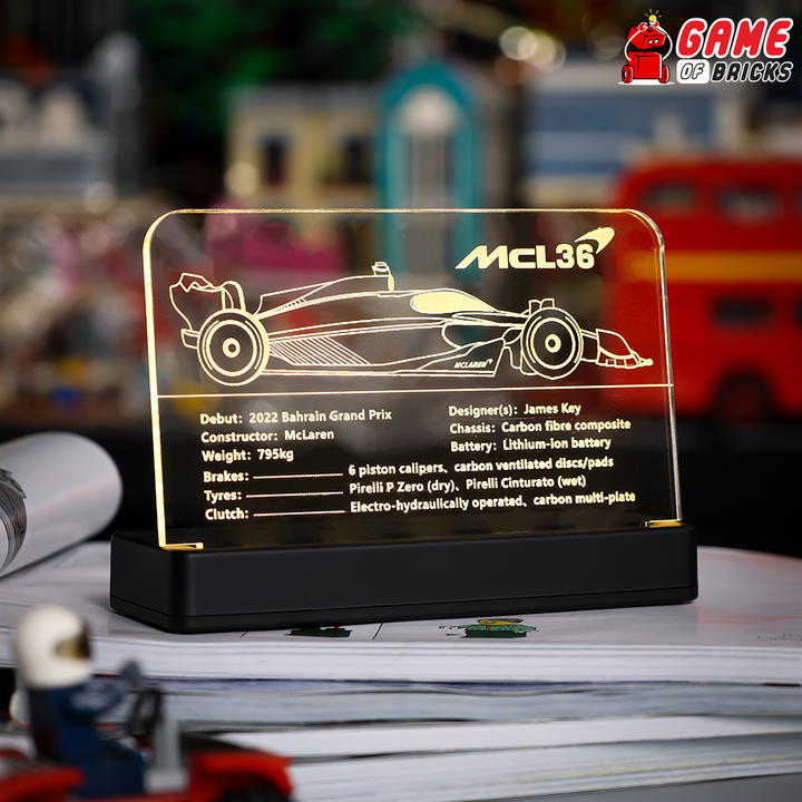 LED Nameplate for LEGO McLaren Formula 1 Race Car 42141