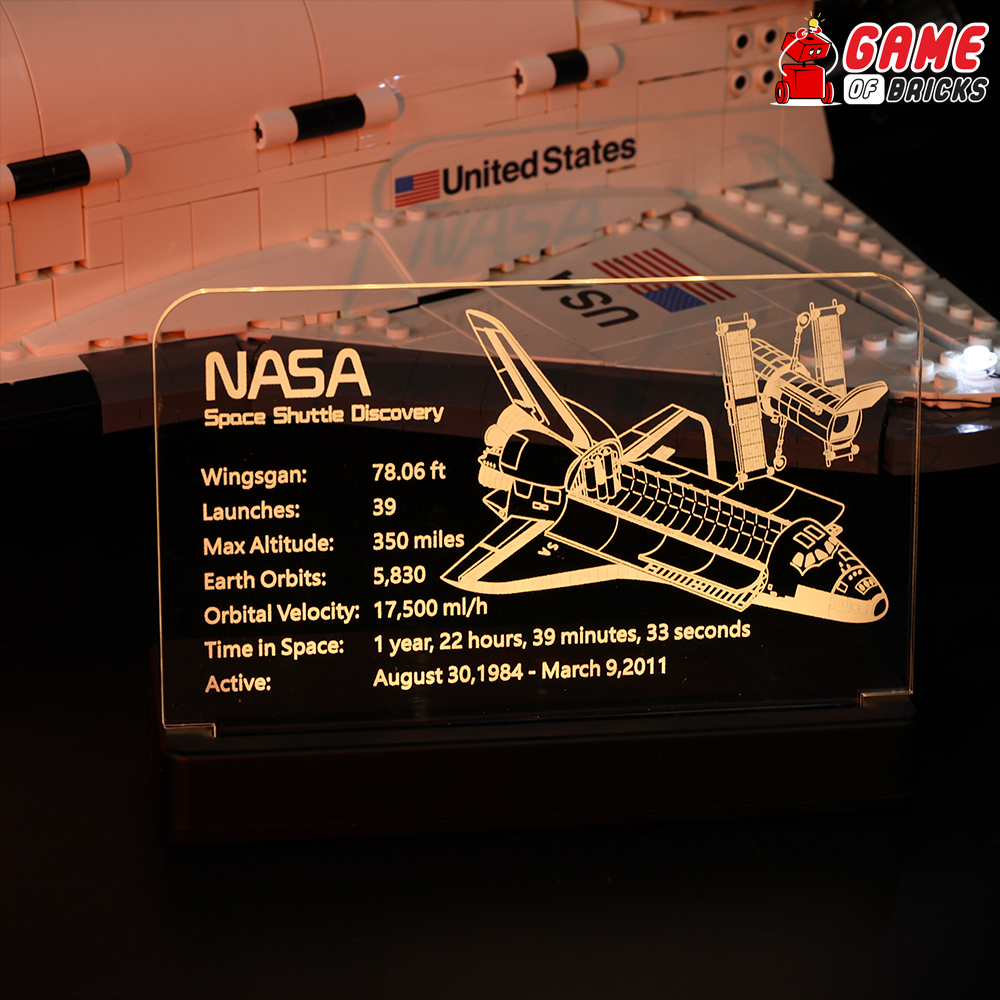 LED Nameplate for LEGO NASA Space Shuttle Discovery 10283