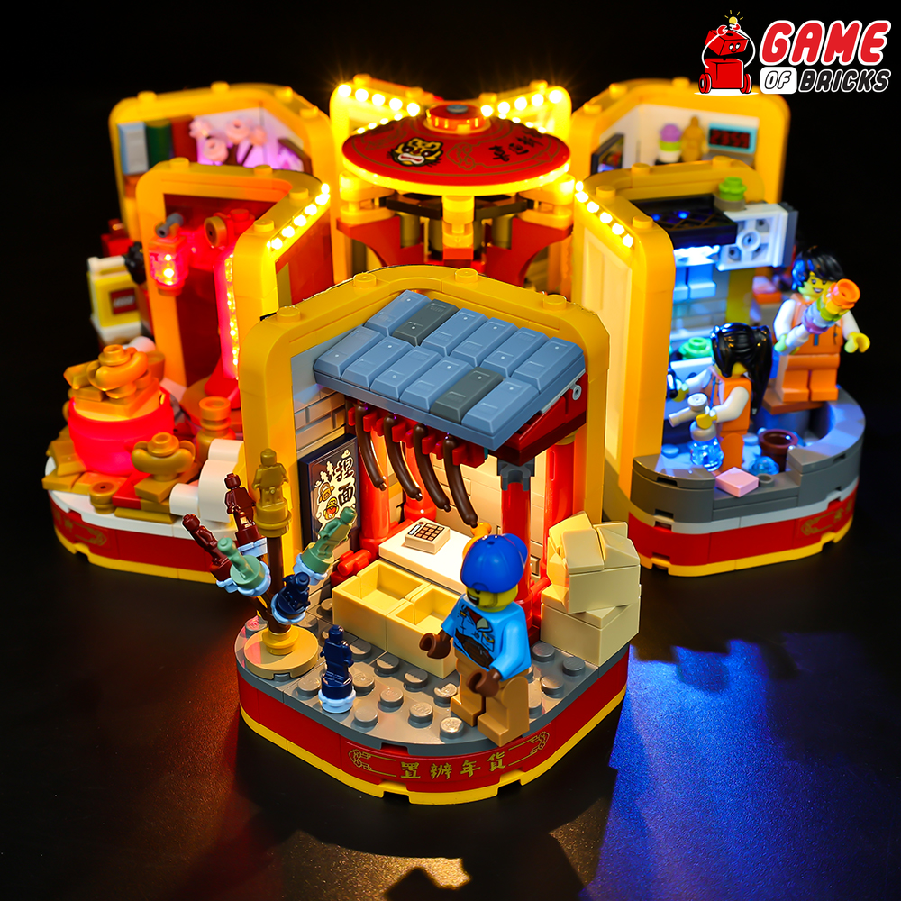 LEGO® Lunar New Year Traditions 80108, the new year market with Game of Bricks lights
