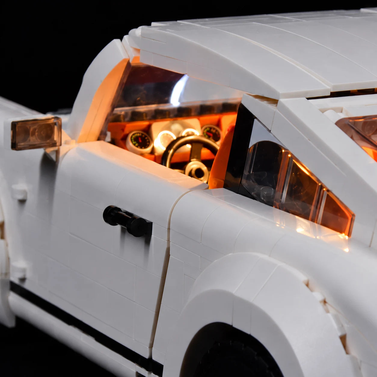 Light Kit for LEGO® Porsche 911 10295 — warm cabin light visible through the side window